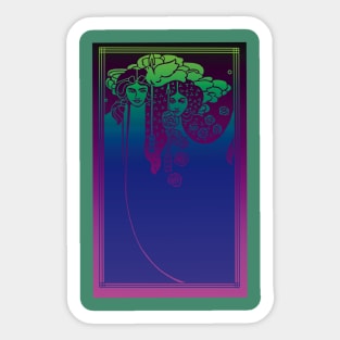 Art Nouveau Ladies (blue on purple) Sticker